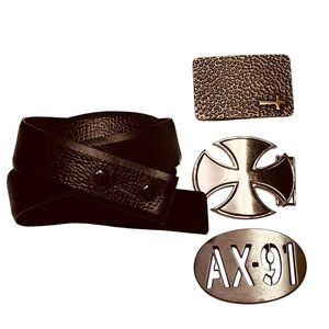 Armani Exchange Brown Leather Belt size 36 with two other removable buckle